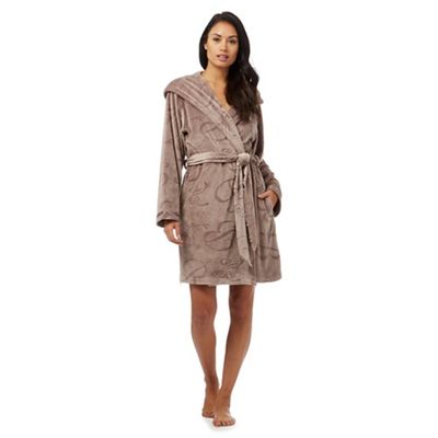 B by Ted Baker Fawn debossed logo hooded dressing gown